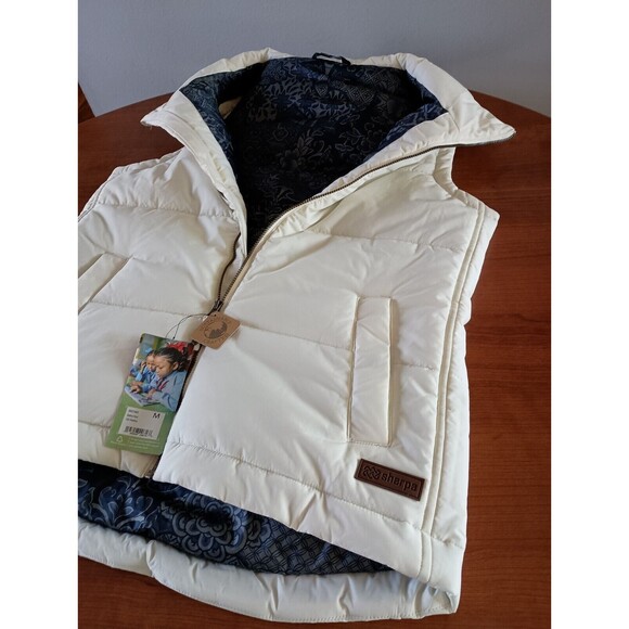 NWT Sherpa Puffer Vest Womens M Kabru Insulated White Full Zip 101 Peetho - Picture 3 of 10